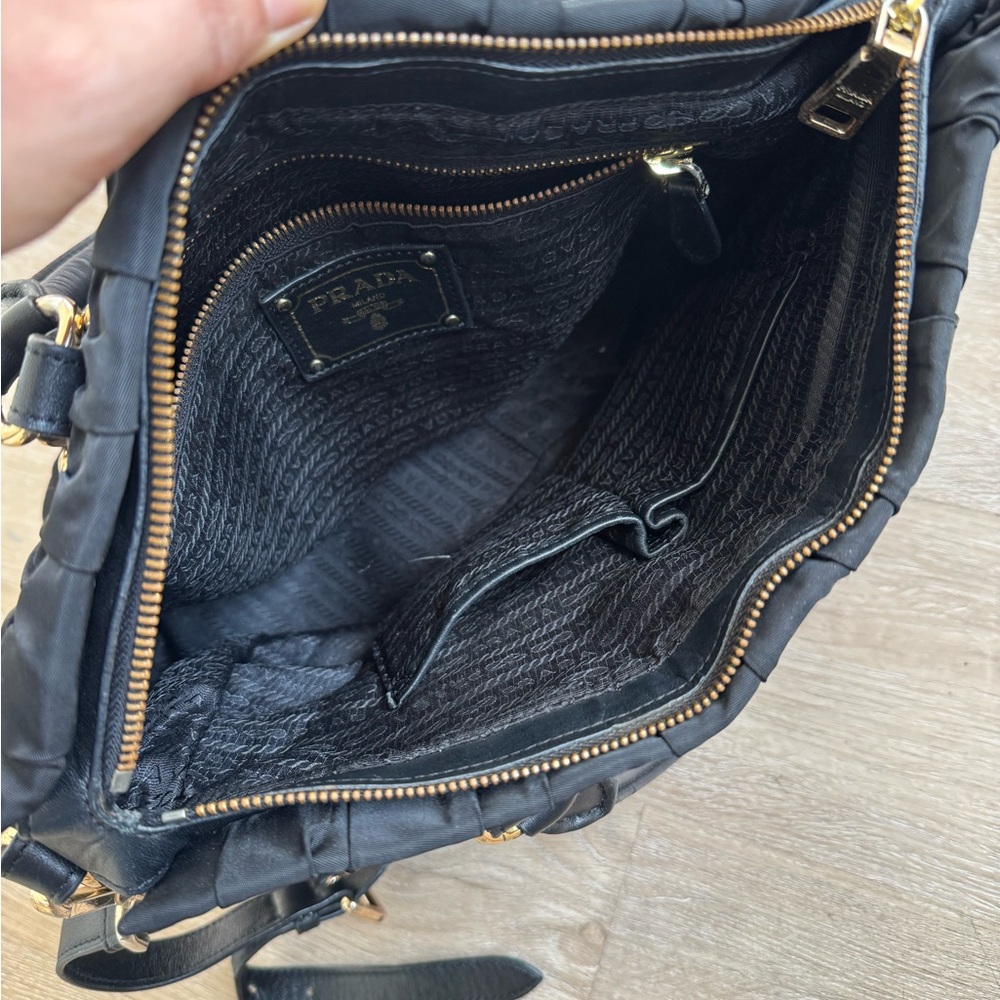 Prada Black Gathered Shoulder Bag - Picture 6 of 10